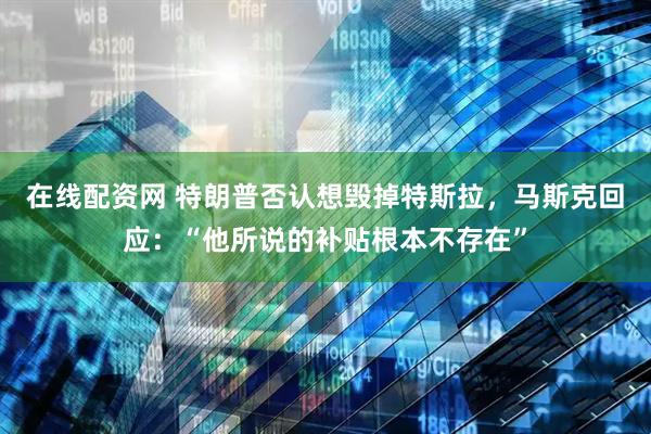 在线配资网 特朗普否认想毁掉特斯拉，马斯克回应：“他所说的补贴根本不存在”